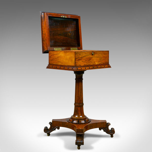 Antique Teapoy, English, William IV, Rosewood, Work Box, 19th Century Circa 1835 - London Fine Antiques