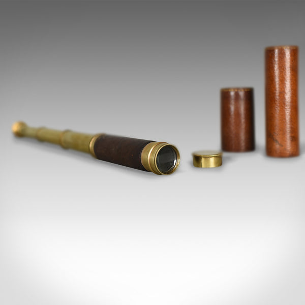 Antique Telescope, Three Draw Pocket Refractor in Leather Case, Circa 1880 - London Fine Antiques