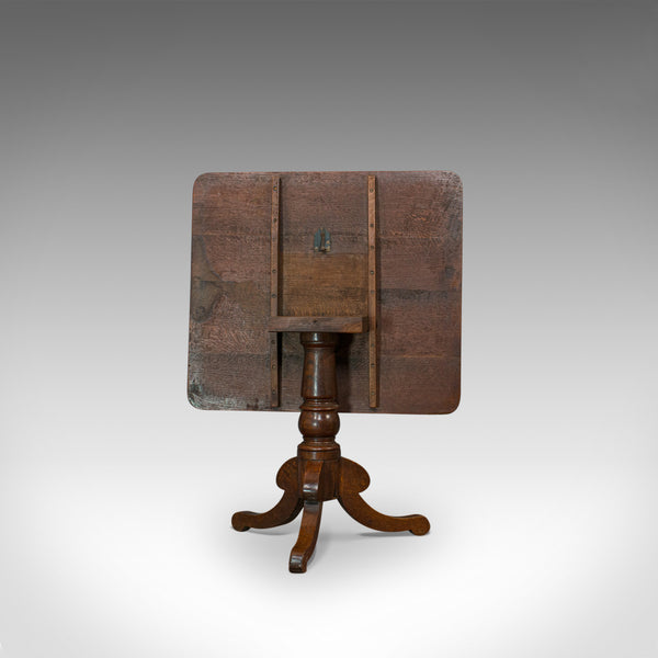 Antique Tilt-Top Table, English, Victorian, Oak, Side, Lamp, Card, Circa 1850 - London Fine Antiques