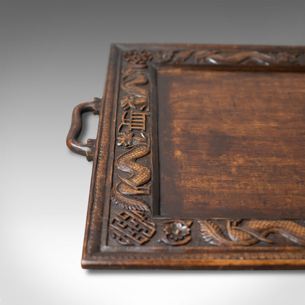 Antique Tray, Oriental, Carved, Teak, Early 20th Century, Circa 1900 - London Fine Antiques