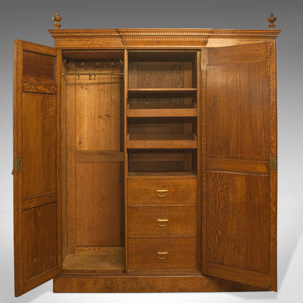 Antique Triple Wardrobe, Scottish, Oak, Compactum, Victorian, Circa 1870 - London Fine Antiques