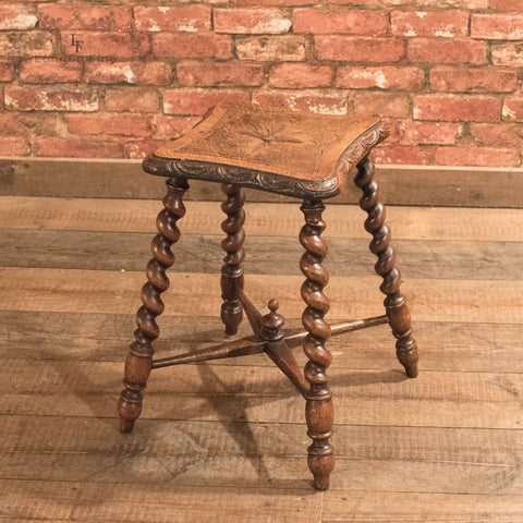 Victorian Turned Oak Stool, c.1880 - London Fine Antiques