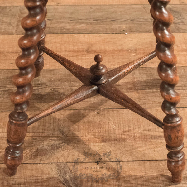 Victorian Turned Oak Stool, c.1880 - London Fine Antiques