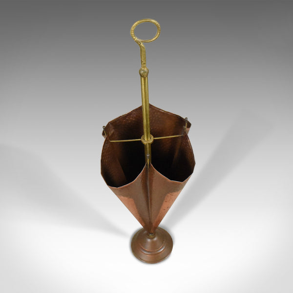 Antique Umbrella Stand in Copper and Brass, French Early 20th Century Circa 1920 - London Fine Antiques