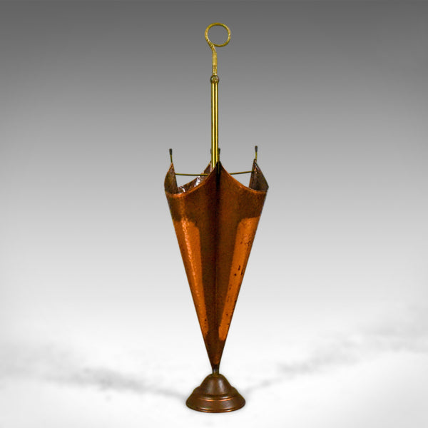 Antique Umbrella Stand in Copper and Brass, French Early 20th Century Circa 1920 - London Fine Antiques