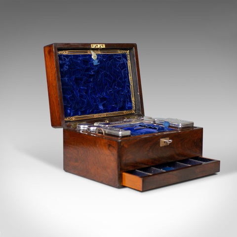 Antique Vanity Box, English, Victorian, Travelling Case, Rosewood, Circa 1850 - London Fine Antiques