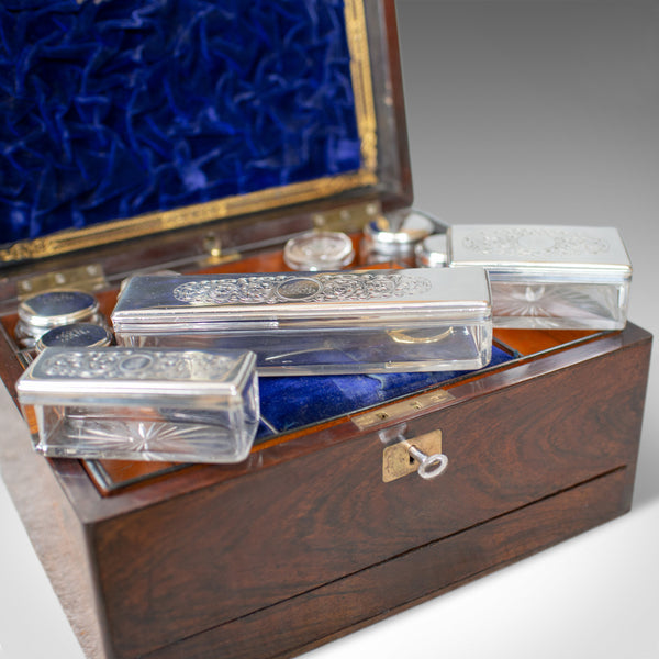 Antique Vanity Box, English, Victorian, Travelling Case, Rosewood, Circa 1850 - London Fine Antiques