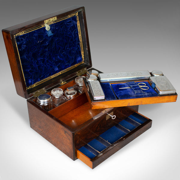 Antique Vanity Box, English, Victorian, Travelling Case, Rosewood, Circa 1850 - London Fine Antiques