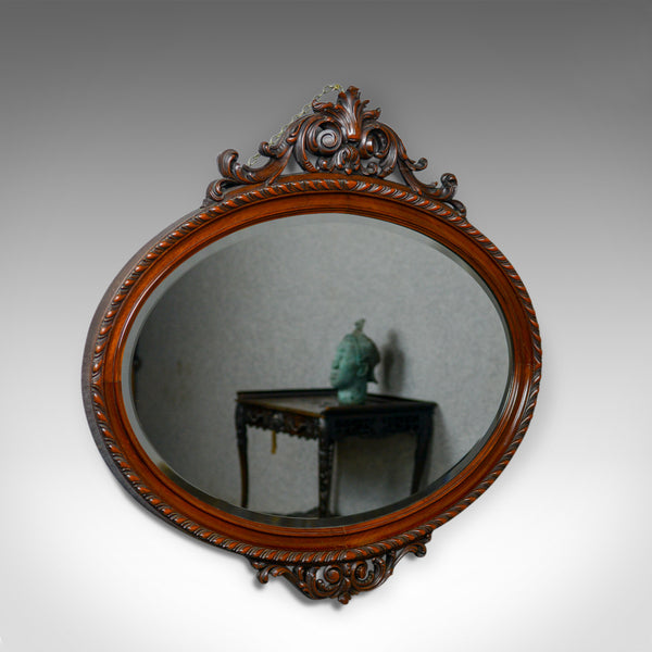 Antique Wall Mirror, Edwardian, Ovular, Carved Walnut, C20th, Circa 1910 - London Fine Antiques