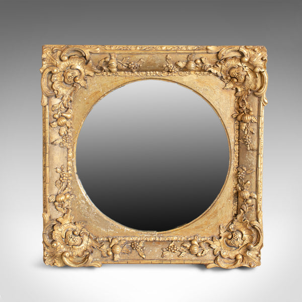 Antique Wall Mirror, English, Victorian, Gilt Gesso, Square, Circular Circa 1870 - London Fine Antiques