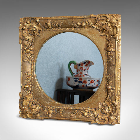 Antique Wall Mirror, English, Victorian, Gilt Gesso, Square, Circular Circa 1870 - London Fine Antiques
