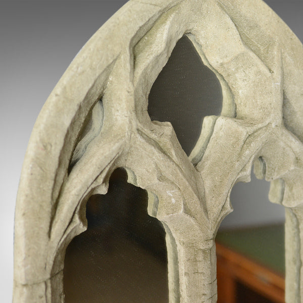 Vintage Wall Mirror, Pugin-esque, Gothic Revival, Stone, Ecclesiastical, C20th - London Fine Antiques