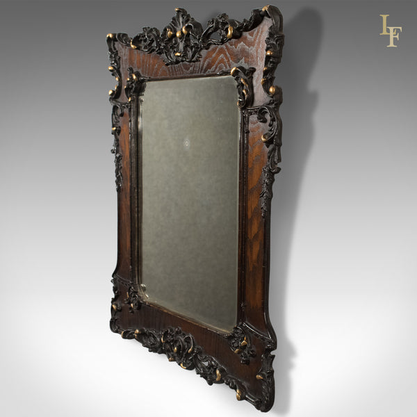Antique Wall Mirror in Oak Frame, Late Victorian, English c.1890 - London Fine Antiques