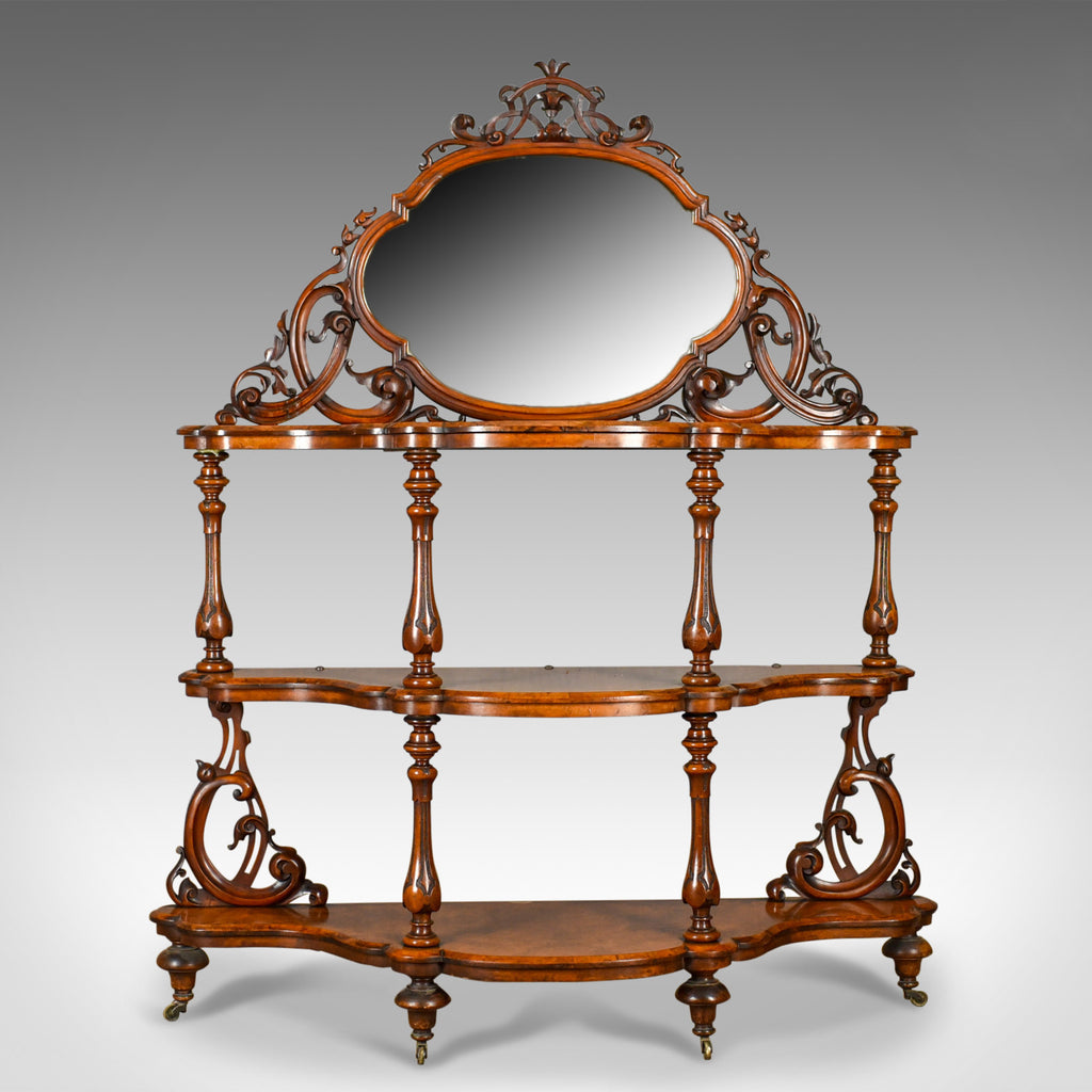 Antique Whatnot, Irish, Burr Walnut, Mirror Stand Robert Strahan & Co ...