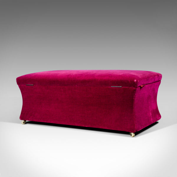 Antique Window Seat, English, Victorian, Upholstered, Ottoman, Circa 1900 - London Fine Antiques