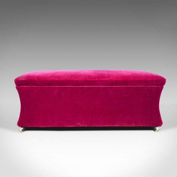 Antique Window Seat, English, Victorian, Upholstered, Ottoman, Circa 1900 - London Fine Antiques