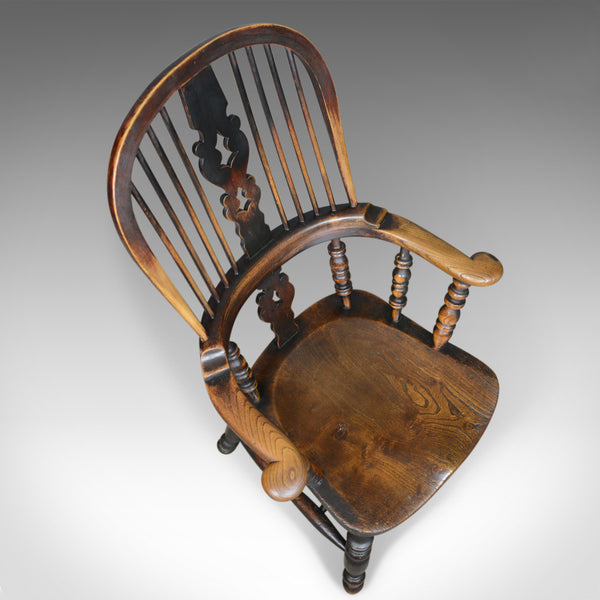 Antique Windsor Broad Arm Elbow Chair, English, Victorian, Elm, Ash, Circa 1850 - London Fine Antiques