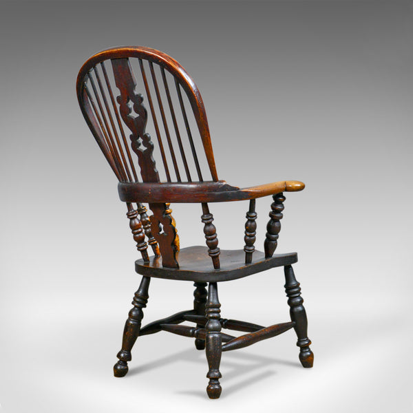 Antique Windsor Broad Arm Elbow Chair, English, Victorian, Elm, Ash, Circa 1850 - London Fine Antiques