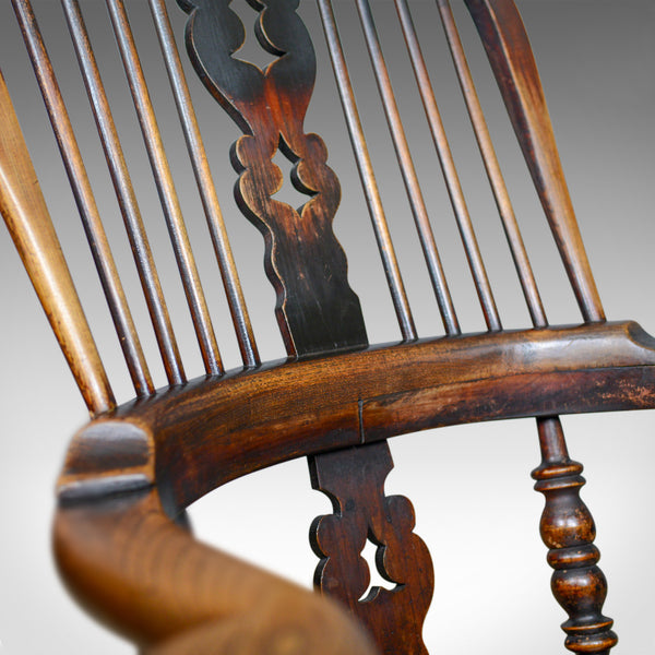 Antique Windsor Broad Arm Elbow Chair, English, Victorian, Elm, Ash, Circa 1850 - London Fine Antiques