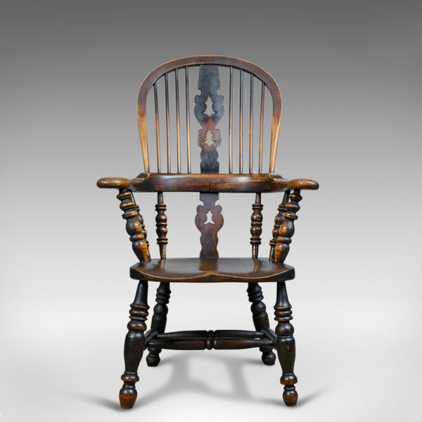 Antique Windsor Broad Arm Elbow Chair, English, Victorian, Elm, Ash, Circa 1850 - London Fine Antiques