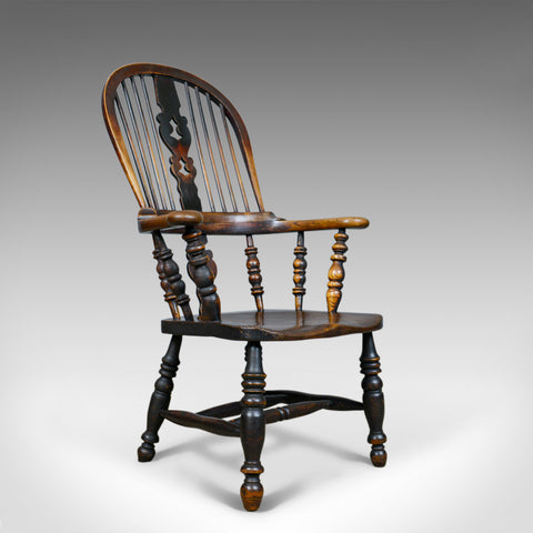 Antique Windsor Broad Arm Elbow Chair, English, Victorian, Elm, Ash, Circa 1850 - London Fine Antiques