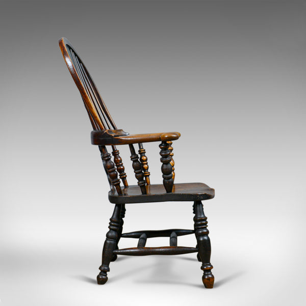 Antique Windsor Broad Arm Elbow Chair, English, Victorian, Elm, Ash, Circa 1850 - London Fine Antiques