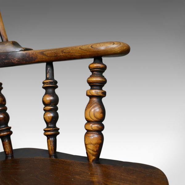 Antique Windsor Broad Arm Elbow Chair, English, Victorian, Elm, Ash, Circa 1850 - London Fine Antiques