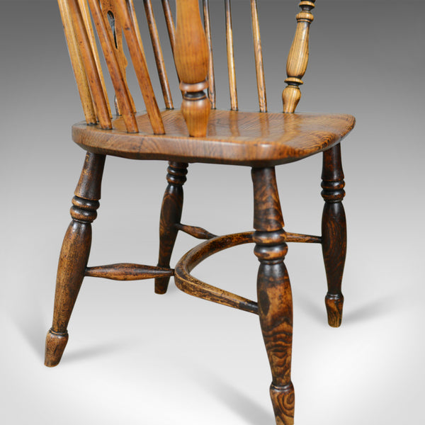 Antique Windsor Elbow Chair, Victorian Double Hoop Armchair, Elm, Ash c.1850 - London Fine Antiques