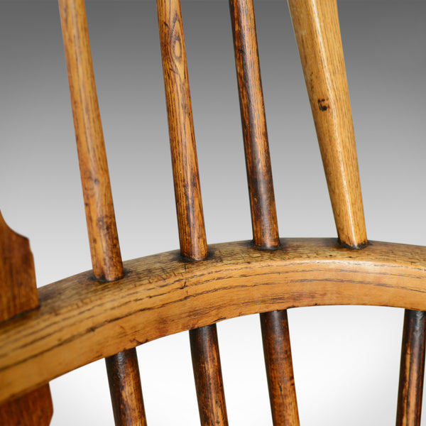 Antique Windsor Elbow Chair, Victorian Double Hoop Armchair, Elm, Ash c.1850 - London Fine Antiques