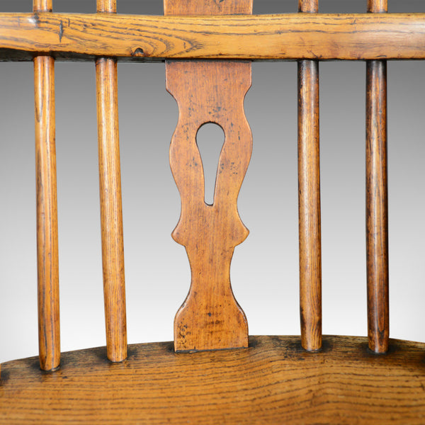 Antique Windsor Elbow Chair, Victorian Double Hoop Armchair, Elm, Ash c.1850 - London Fine Antiques