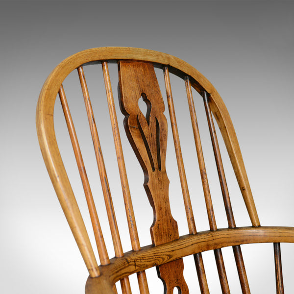 Antique Windsor Elbow Chair, Victorian Double Hoop Armchair, Elm, Ash c.1850 - London Fine Antiques