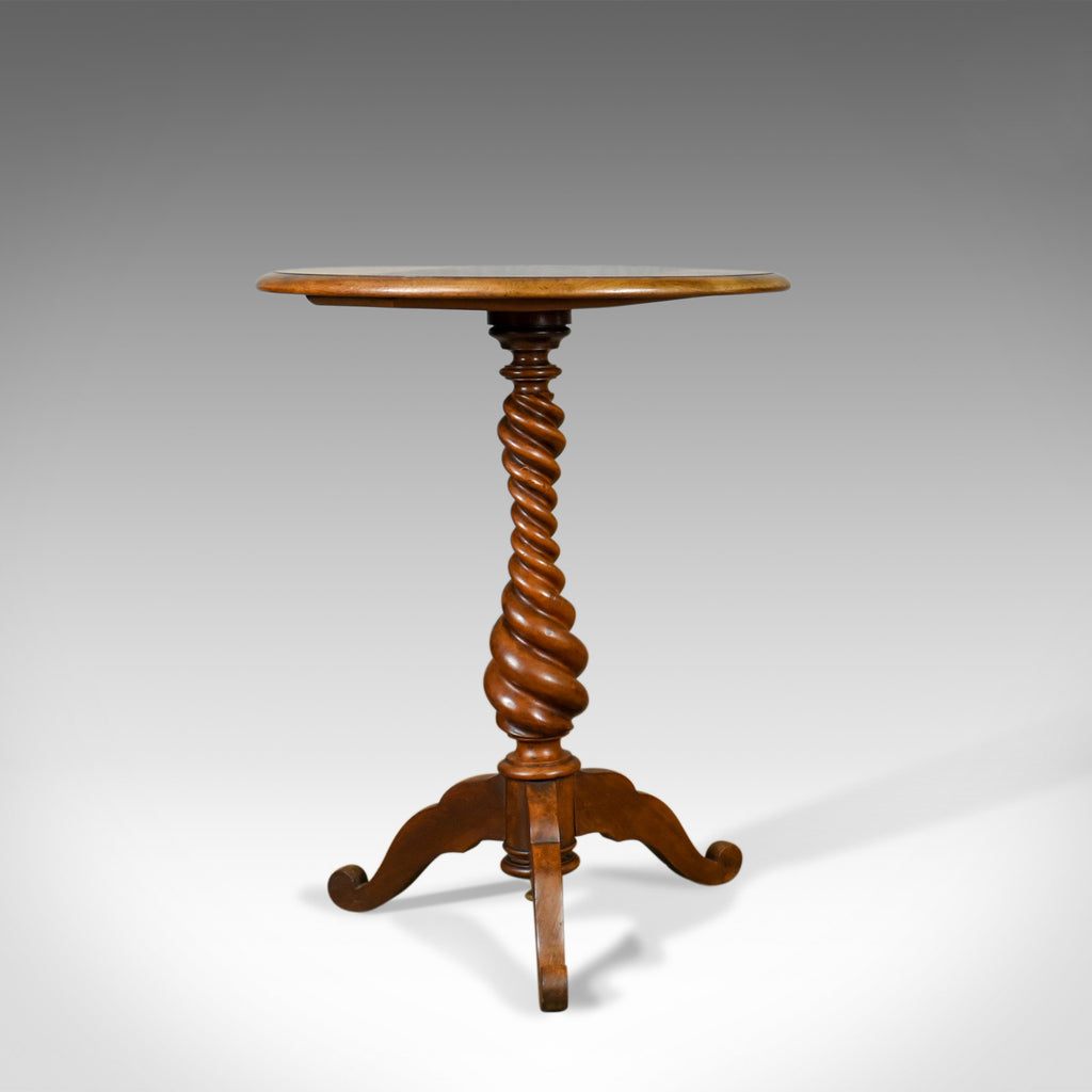 Antique Wine Table, English, Victorian, Mahogany, Tripod Side Barley Twist c1860 - London Fine Antiques