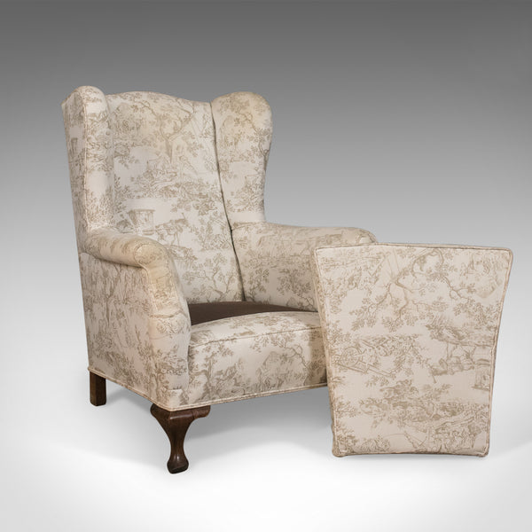 Antique Wing Back Chair, English, Victorian Armchair, Mahogany Frame, Circa 1900 - London Fine Antiques