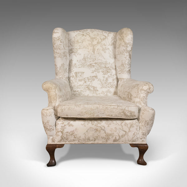 Antique Wing Back Chair, English, Victorian Armchair, Mahogany Frame, Circa 1900 - London Fine Antiques