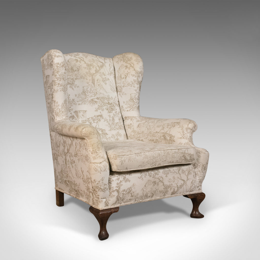 Antique Wing Back Chair, English, Victorian Armchair, Mahogany Frame, Circa 1900 - London Fine Antiques