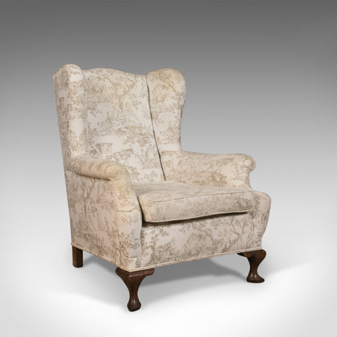 Antique Wing Back Chair, English, Victorian Armchair, Mahogany Frame, Circa 1900 - London Fine Antiques