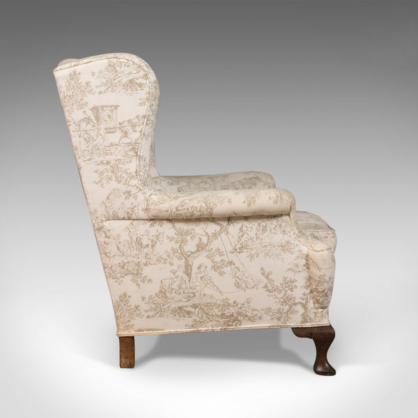 Antique Wing Back Chair, English, Victorian Armchair, Mahogany Frame, Circa 1900 - London Fine Antiques