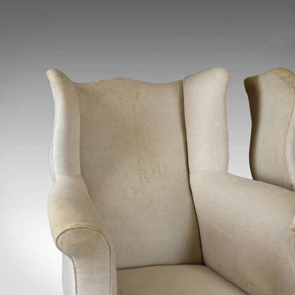 Antique Wing Back Chairs, English, Victorian Armchairs for Upholstery Circa 1890 - London Fine Antiques