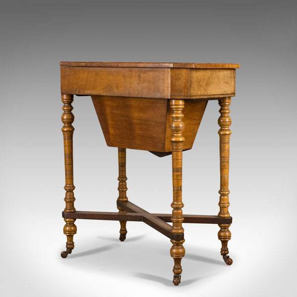 Antique Work Table, Regency, Sewing, English, Burr Walnut, Amboyna, Circa 1820 - London Fine Antiques
