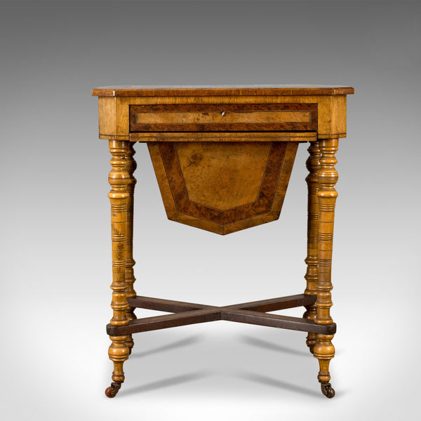 Antique Work Table, Regency, Sewing, English, Burr Walnut, Amboyna, Circa 1820 - London Fine Antiques