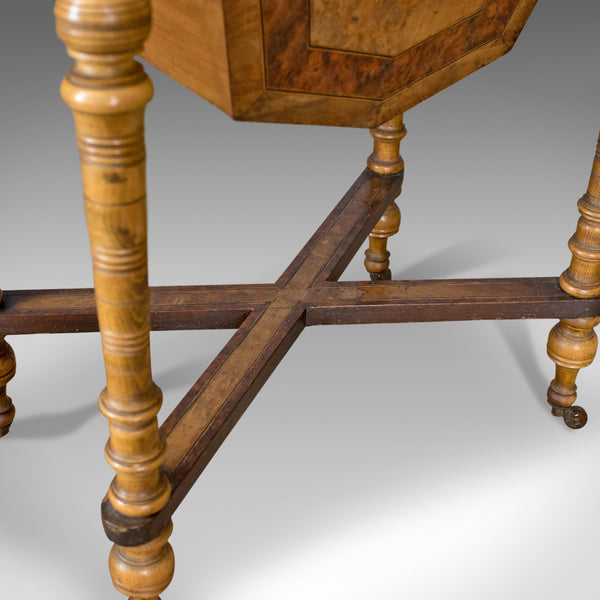 Antique Work Table, Regency, Sewing, English, Burr Walnut, Amboyna, Circa 1820 - London Fine Antiques