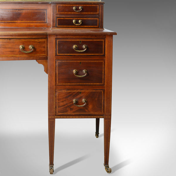 Antique Writing Desk, English, Edwardian, Mahogany, Knee-Hole, Circa 1910 - London Fine Antiques