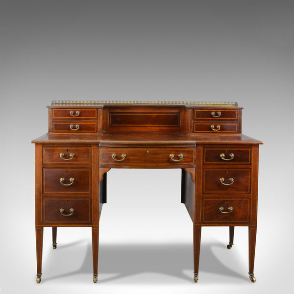 Antique Writing Desk, English, Edwardian, Mahogany, Knee-Hole, Circa 1910 - London Fine Antiques