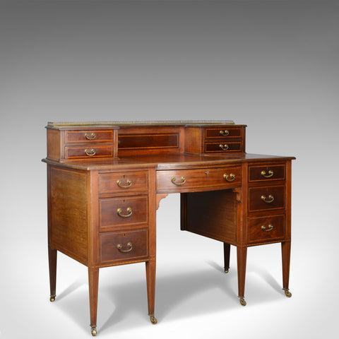 Antique Writing Desk, English, Edwardian, Mahogany, Knee-Hole, Circa 1910 - London Fine Antiques