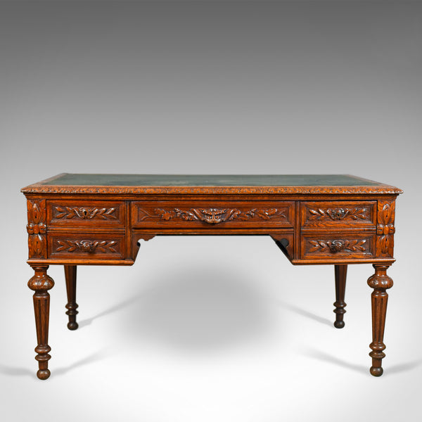 Antique Writing Desk, Oak, Green Man, Scottish, Table, Circa 1890 - London Fine Antiques