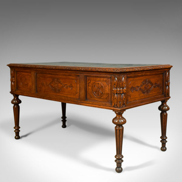 Antique Writing Desk, Oak, Green Man, Scottish, Table, Circa 1890 - London Fine Antiques
