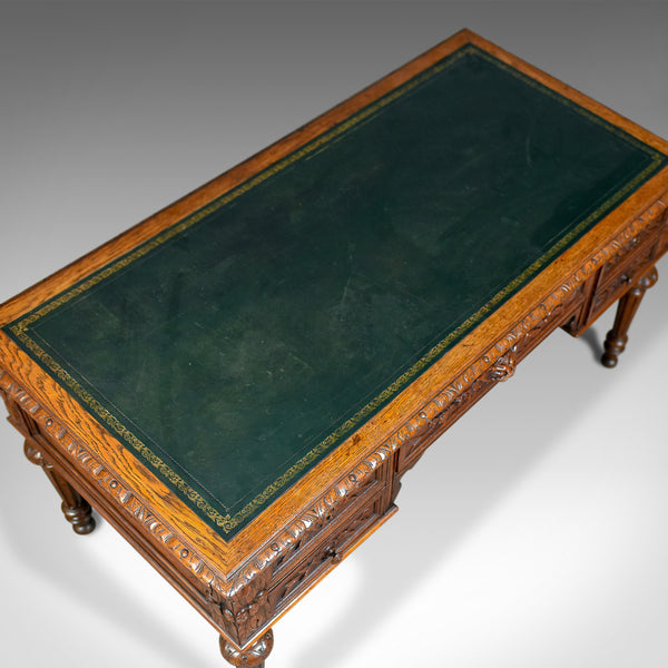 Antique Writing Desk, Oak, Green Man, Scottish, Table, Circa 1890 - London Fine Antiques