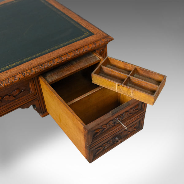 Antique Writing Desk, Oak, Green Man, Scottish, Table, Circa 1890 - London Fine Antiques