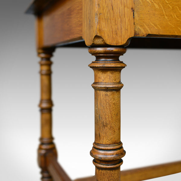 Antique Writing Table, English, Victorian, Side, Oak, Late C19th, Circa 1870 - London Fine Antiques