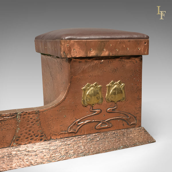 Art Nouveau Copper Fire Kerb, Late Victorian Fireplace Hearth, c.1900 - London Fine Antiques